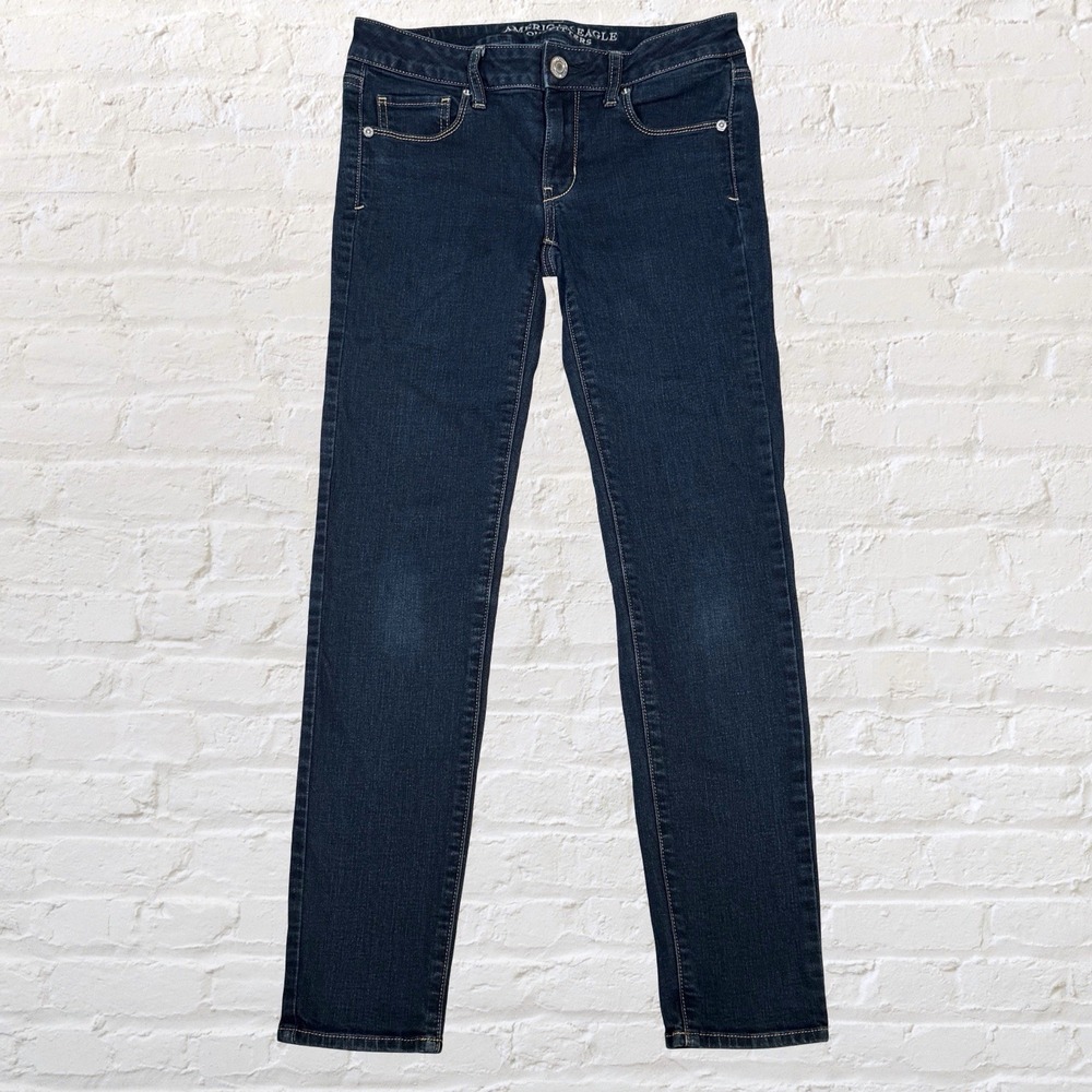 Retro American Eagle Super Stretch Skinny Jeans Size 4 Low Rise Indie Y2K 27x30